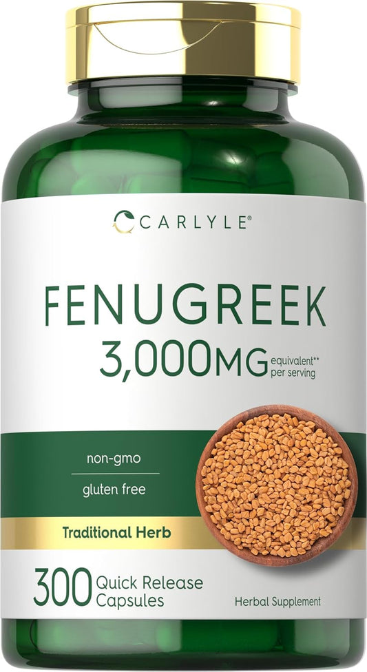 Carlyle Fenugreek Capsules | 300 Count | Non-GMO & Gluten Free Extract | Fenugreek Seeds