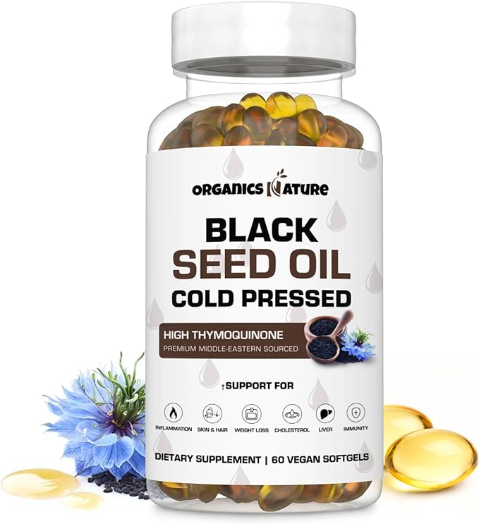 Black Seed Oil Capsules Cold Pressed by Organics Nature