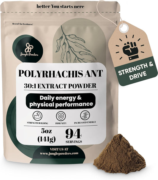 Black Ant Extract Powder 30:1 Concentration, 94 Servings - 5 Ounces of Pure Polyrhachis Black Ant Supplement, Filler Free Changbai Mountain Ant Traditional Mens Health Support for Drive