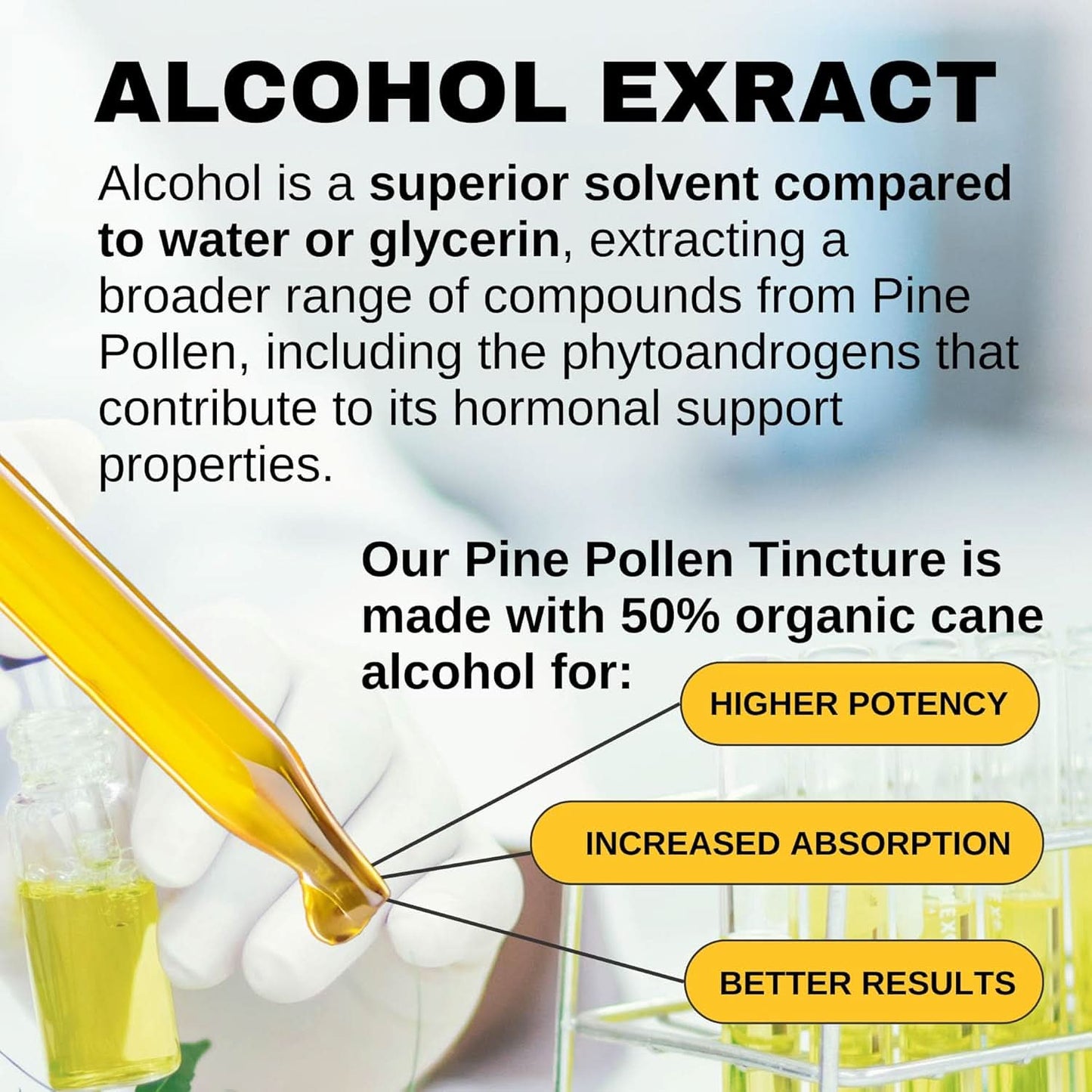 Pine Pollen Tincture - Lost Empire Herbs Pine Pollen Liquid Extract for Testosterone - Alcohol Tincture is Superior for Better Absorption, 3rd Party Lab Tested (2 fl oz) - GoodWood