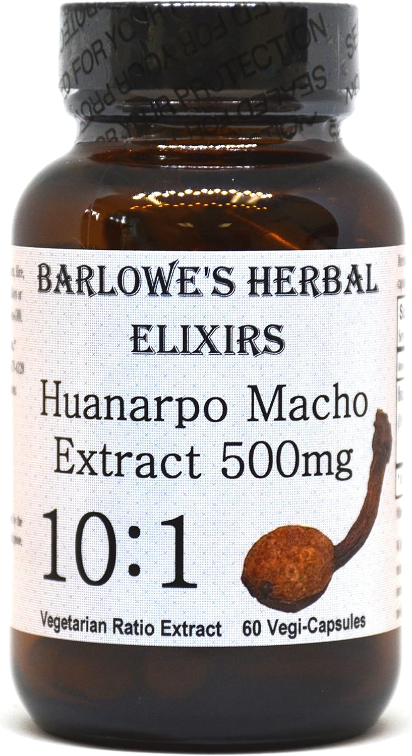 Barlowe's Herbal Elixirs Huanarpo Macho | 10:1 Extract | Jatropha Macrantha | 500mg per Capsule | 60 Veggie Capsules | Manufactured in The USA | No Stearates or Fillers | Bottled in Glass | Non GMO