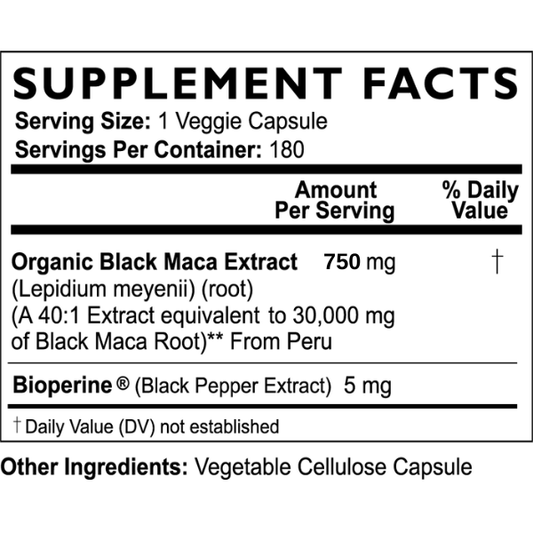 Black Maca Capsules 37,500 mg by Mother Nature Organics